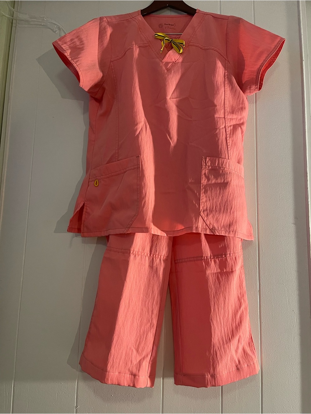 Wonder Wink Stretch Poly-Cotton Scrubs Set Coral Pink